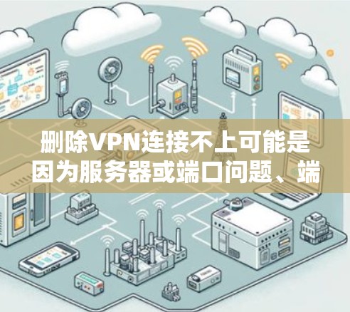 删除VPN连接不上可能是因为服务器或端口问题、端口认证失败、网络连接不好或配置错误等。以下是一些步骤来解决可能的问题 删除VPN连接不上可能是因为服务器或端口问题、端口认证失败、网络连接不好或配置错误等。以下是一些步骤来解决可能的问题