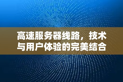 高速服务器线路,技术与用户体验的完美结合 高速服务器线路,技术与用户体验的完美结合