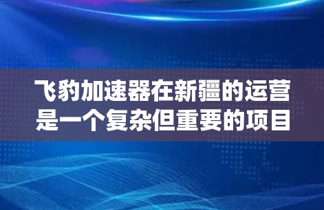 飞豹加速器在新疆的运营是一个复杂但重要的项目，对新疆以北的铁路系统产生了显著影响。以下是关于飞豹加速器在新疆的详细说明