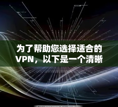 为了帮助您选择适合的VPN，以下是一个清晰的指南
