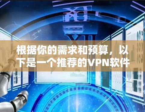 根据你的需求和预算，以下是一个推荐的VPN软件选择建议，涵盖安全性、速度、用户友好度、设备适配性和隐私保护等方面